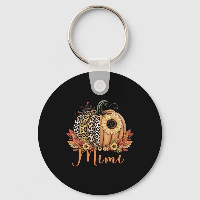Thanksgiving Leopard Pumpkin And Sunflower Mimi  Key Ring (Front)