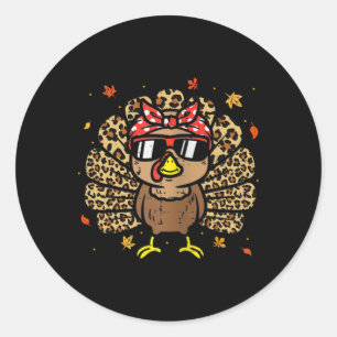 Thanksgiving Leopard Turkey Thanksgiving Autumn Fa Classic Round Sticker
