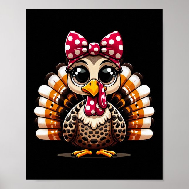 Thanksgiving Leopard Turkey Thanksgiving Autumn Fa Poster (Front)