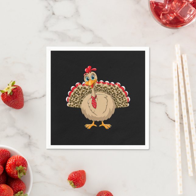 Thanksgiving Leopard Turkey Thanksgiving Autumn  Napkin (Insitu)