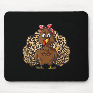 Thanksgiving Leopard Turkey Women Girl Autumn Fall Mouse Pad