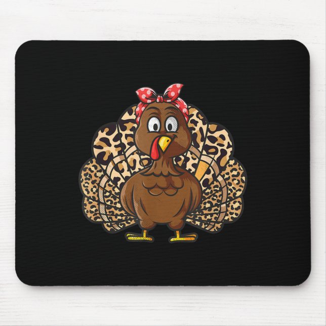 Thanksgiving Leopard Turkey Women Girl Autumn Fall Mouse Pad (Front)
