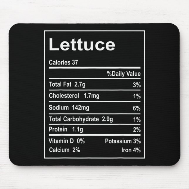 Thanksgiving Lettuce Nutrition Facts Men Women Chr Mouse Pad (Front)