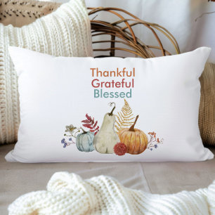 Thanksgiving Lumbar Pillow Thankful, Blessed