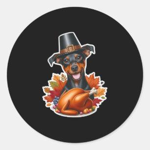 Thanksgiving Manchester Terrier Dog Owner Mom Dad Classic Round Sticker