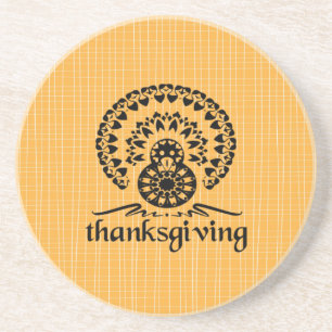 Thanksgiving Mandala Turkey Boho Folk Art Coaster