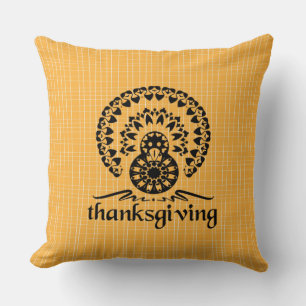 Thanksgiving Mandala Turkey Boho Folk Art Cushion