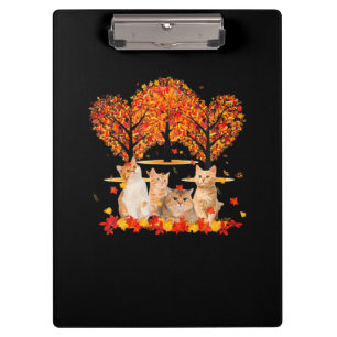 Thanksgiving Maple Cat Heart Shape Tree Leaf Clipboard