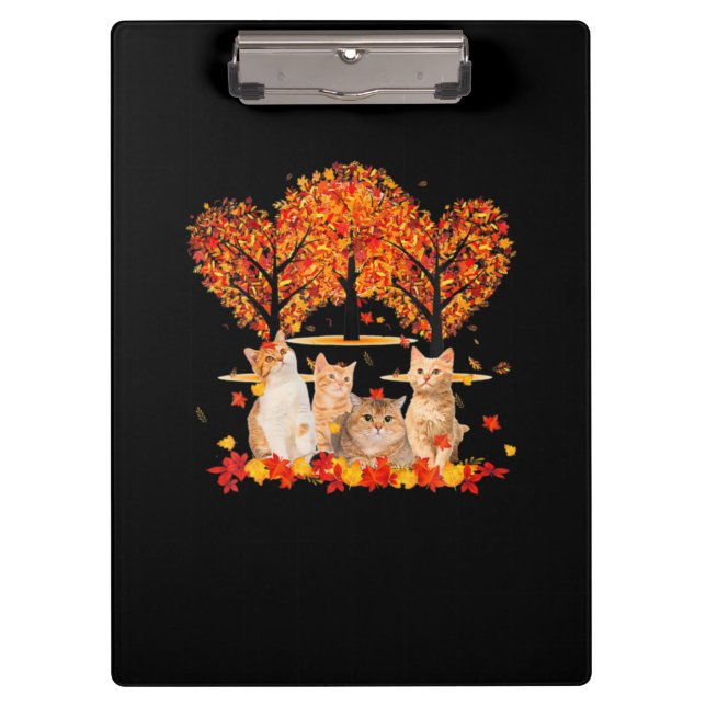 Thanksgiving Maple Cat Heart Shape Tree Leaf Clipboard (Front)