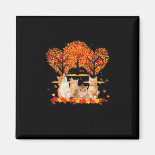 Thanksgiving Maple Cat Heart Shape Tree Leaf Magnet