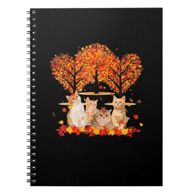 Thanksgiving Maple Cat Heart Shape Tree Leaf Notebook (Front)
