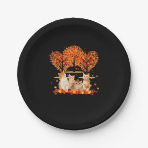 Thanksgiving Maple Cat Heart Shape Tree Leaf Paper Plate