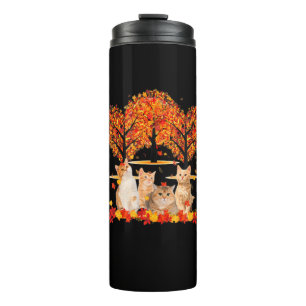 Thanksgiving Maple Cat Heart Shape Tree Leaf Thermal Tumbler