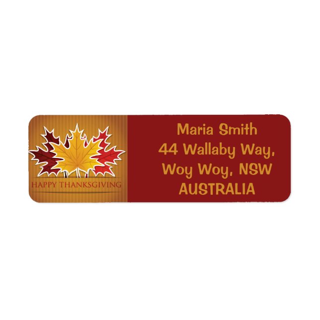 Thanksgiving maple leaf return address label (Front)