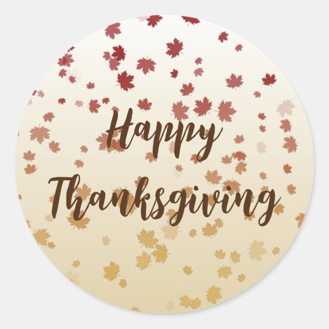 Thanksgiving Maple Leaves Classic Round Sticker (Front)