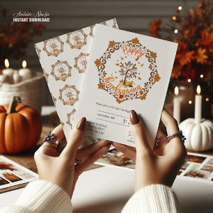 Thanksgiving Maple Leaves frame autumn Invitation