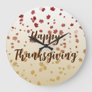 Thanksgiving Maple Leaves Large Clock