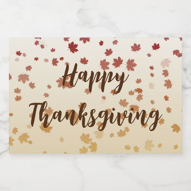 Thanksgiving Maple Leaves Liquor Bottle Label (Single Label)