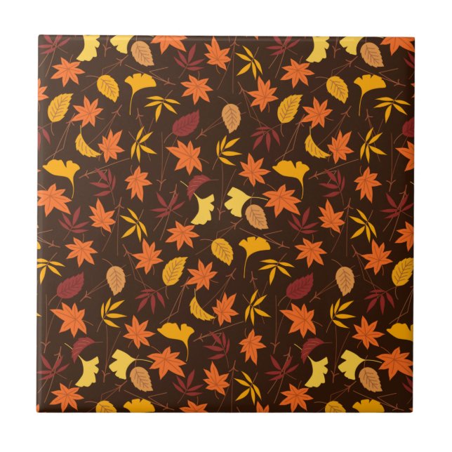 Thanksgiving Maple Leaves Pattern-25947 Ceramic Tile (Front)