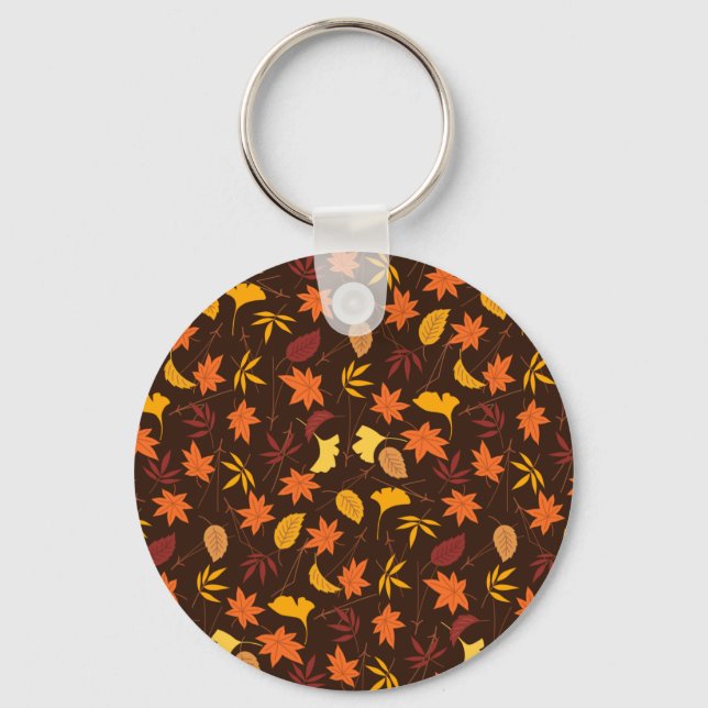 Thanksgiving Maple Leaves Pattern  Key Ring (Front)