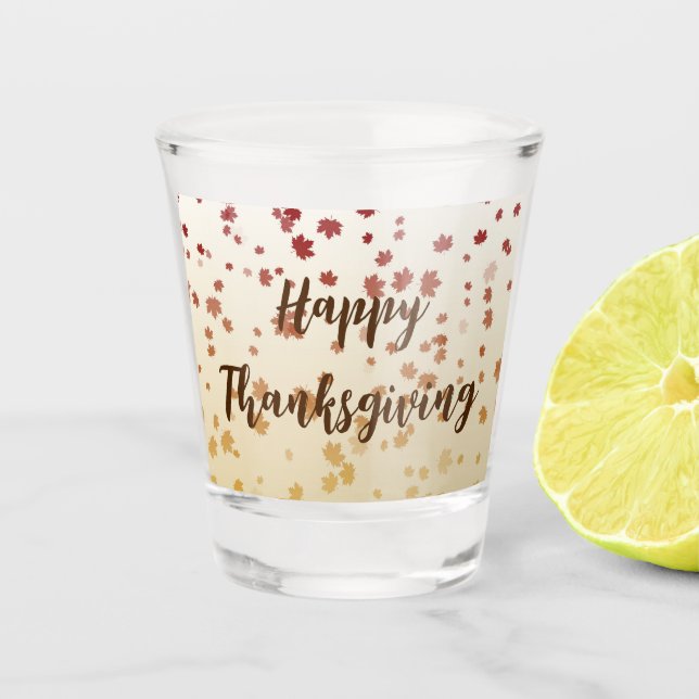 Thanksgiving Maple Leaves Shot Glass (Front)