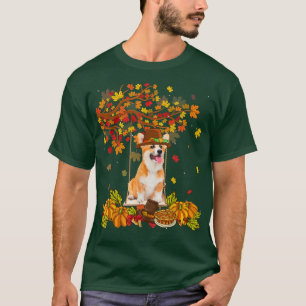 Thanksgiving Maple Pumpkin Corgi Dog Halloween T-Shirt