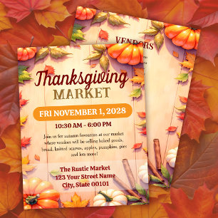 Thanksgiving Market Autumn Event Flyer Template