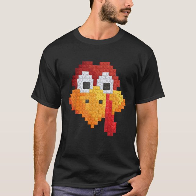 Thanksgiving Master Builder turkey face Kid Buildi T-Shirt (Front)