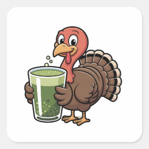 Thanksgiving Matcha Turkey Drinking Tea Gobbler Square Sticker