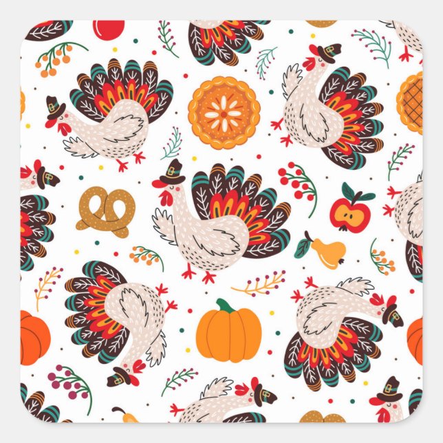 Thanksgiving Meme I Am Happy Because I Am Grateful Square Sticker (Front)