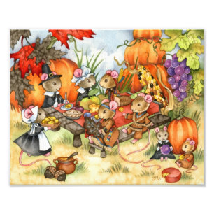 Thanksgiving Mice - Cute art print