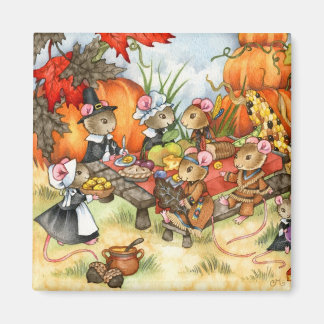 Thanksgiving Mice - Cute Magnet