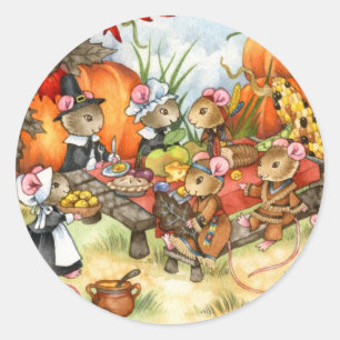 Thanksgiving Mice - Cute Stickers