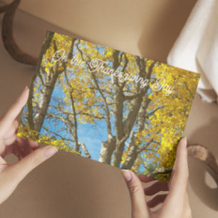 Thanksgiving Miles Apart Yellow Maple Leaves Holiday Card