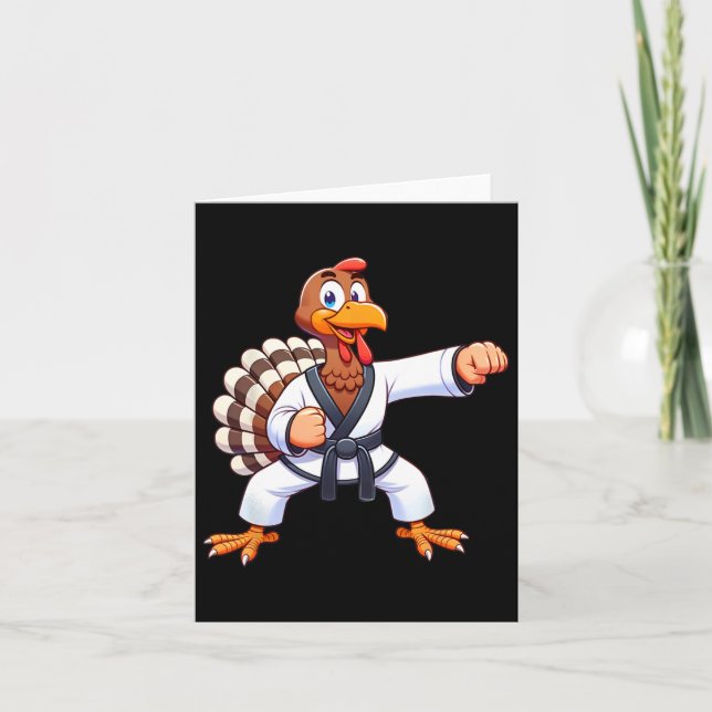 Thanksgiving Mma Kickboxing Judo Karate Turkey Kid Card (Front)