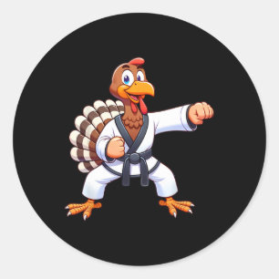 Thanksgiving Mma Kickboxing Judo Karate Turkey Kid Classic Round Sticker