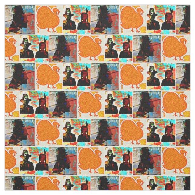 Thanksgiving Modern Art Collage Fabric (Swatch)