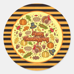 Thanksgiving Modern Beautiful Autumn Collection Classic Round Sticker