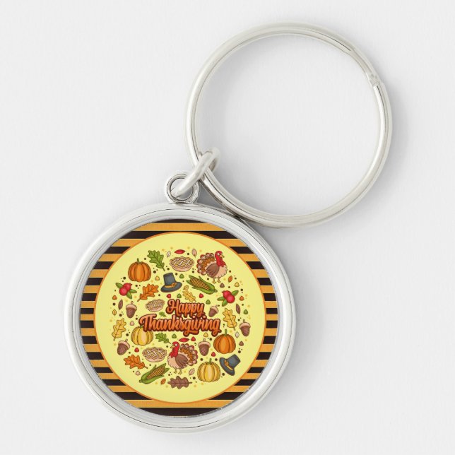 Thanksgiving Modern Beautiful Autumn Collection Key Ring (Front)