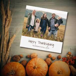 Thanksgiving Modern Family Photo Typography Holiday Card