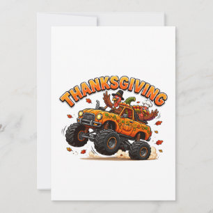 Thanksgiving Monster Truck Turkeys Invitation