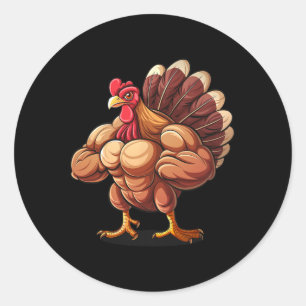Thanksgiving Muscle Turkey Funny Leg Day Gym Body Classic Round Sticker