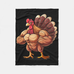 Thanksgiving Muscle Turkey Funny Leg Day Gym Body Fleece Blanket