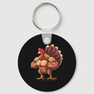 Thanksgiving Muscle Turkey Funny Leg Day Gym Body  Key Ring