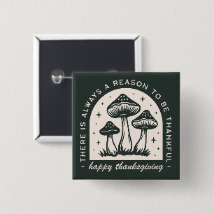 Thanksgiving mushroom forest green cottagecore 15 cm square badge