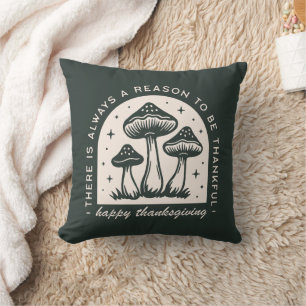 Thanksgiving mushroom forest green cottagecore cushion