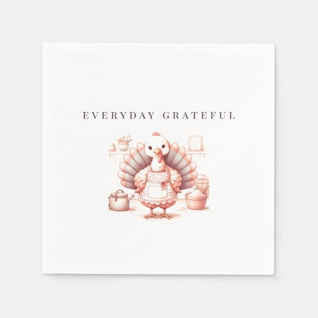 Thanksgiving Napkins, Fall Turkey Decor Napkin (Front)