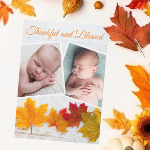 Thanksgiving Newborn Photo Thankful Blessed Card