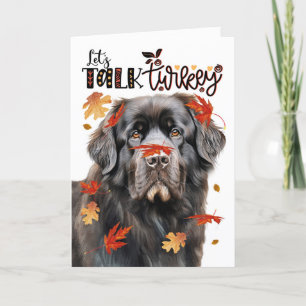 Thanksgiving Newfoundland Dog Let's Talk Turkey Holiday Card