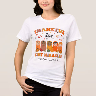 Thanksgiving NICU Nurse Thankful For Tiny Miracles Tri-Blend Shirt